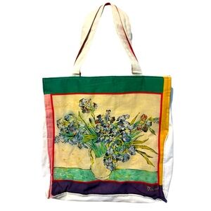 Vintage Vincent van Gogh Floral Canvas Tote Bag Multicolor Good Used Conditon
